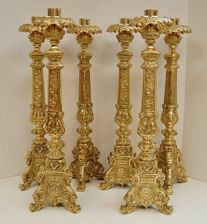 ornate gold catholic altar candlesticks